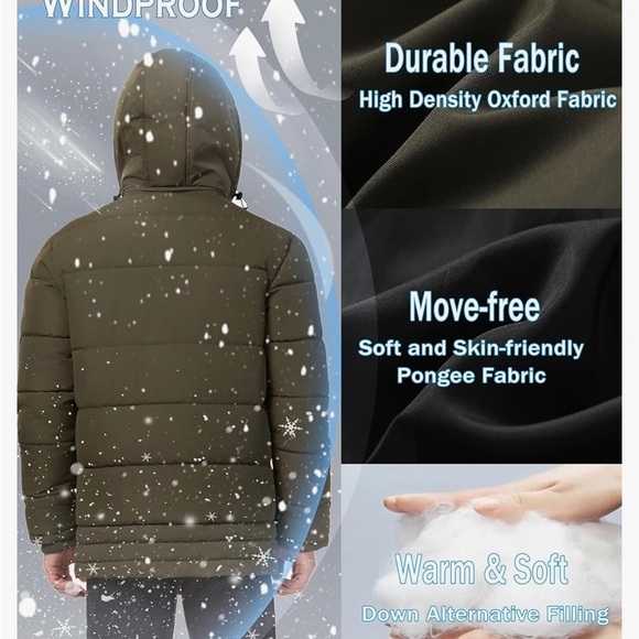 GG LEAF! Puffer Army Green Jacket. Detachable hood. Water resistant oute… - Picture 9 of 12